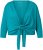 Ulla Popken Versatile Surplice Wrap Tie Hem Bolero Top Teal - Тениски - 
