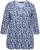 Ulla Popken Floral 3/4 Sleeve V-Neck A-Line Tee Blue - Тениски - 