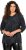 Ulla Popken Animal Print 3/4 Sleeve V-Neck Tee Black - Тениски - 