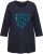 Ulla Popken Peace Love Life 3/4 Sleeve Graphic Tee Navy - Тениски - 