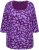 Ulla Popken Scribble Print Square Neck 3/4 Sleeve Tee Violet - Печатни тениски за жени - 