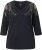 Ulla Popken Feather Beadwork 3/4 Sleeve Top Black - Печатни тениски за жени - 