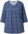 Ulla Popken Graphic Print Pleated 3/4 Sleeve Tee Blue - Тениски - 
