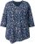 Ulla Popken Ribbon Print 3/4 Sleeve Asymmetric Tee Navy - Печатни тениски за жени - 