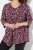 Ulla Popken Ribbon Print 3/4 Sleeve Asymmetric Tee Plum - Печатни тениски за жени - Дамски тениски с щампи