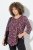 Ulla Popken Ribbon Print 3/4 Sleeve Asymmetric Tee Plum - Печатни тениски за жени - Дамски тениски с щампи