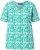 Ulla Popken Coral Reef Printed Short Sleeve V-Neck Tee Emerald - Печатни тениски за жени - 