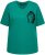 Ulla Popken Embroidered Face Motif Short Sleeve V-Neck Tee Emerald Green - Печатни тениски за жени - 