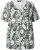 Ulla Popken Feather Print Short Sleeve V-Neck Tee Olive Grey - Печатни тениски за жени - 