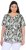 Ulla Popken Feather Print Short Sleeve V-Neck Tee Olive Grey - Печатни тениски за жени - 