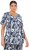 Ulla Popken Feather Print Short Sleeve V-Neck Tee Ink Blue - Печатни тениски за жени - 