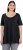 Ulla Popken Essential Front Pleat Tee Black - Тениски - 