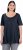 Ulla Popken Essential Front Pleat Tee Navy Blue - Тениски - 