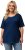 Ulla Popken Cold Dye Ruffle Edge Pocket Tee Dark Blue - Тениски - 
