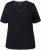 Ulla Popken Satin Trimmed Ribbed Jersey Short Sleeve T-Shirt Black - Тениски - 