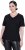 Ulla Popken Satin Trimmed Ribbed Jersey Short Sleeve T-Shirt Black - Тениски - 