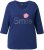 Ulla Popken Smile Rhinestone 3/4 Sleeve Graphic Tee Ink Blue - Печатни тениски за жени - 