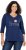 Ulla Popken Smile Rhinestone 3/4 Sleeve Graphic Tee Ink Blue - Печатни тениски за жени - 