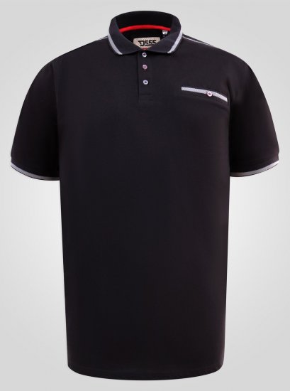D555 Potts Jersey Polo With Jacquard Collar & Cuffs Черно - Поло тениски - мъжки тениски с яка големи размери