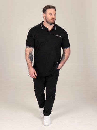 D555 Potts Jersey Polo With Jacquard Collar & Cuffs Черно - Поло тениски - мъжки тениски с яка големи размери