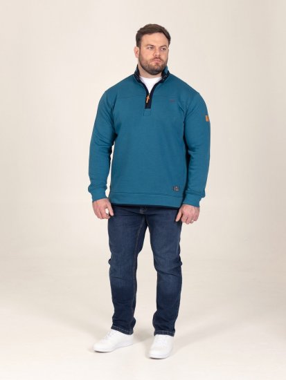 D555 Conway 1 1/4 Zip Neck Fleece Sweatshirt With Bear Logo Teal - Суичъри & cуичъри с качулка - мъжки суичъри големи размери