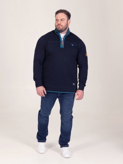D555 Conway 2 1/4 Zip Neck Fleece Sweatshirt With Bear Logo Нейви - Суичъри & cуичъри с качулка - мъжки суичъри големи размери
