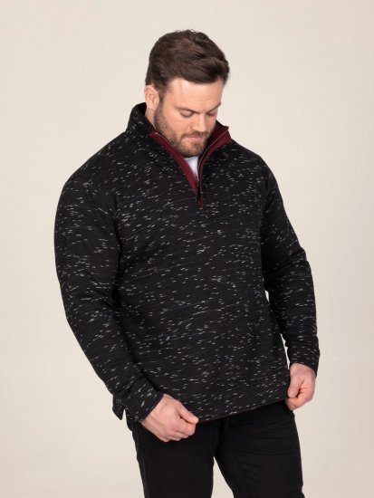 D555 Chandler Reno 1/4 Zip Neck Sweatshirt With Bear Logo Черно - Суичъри & cуичъри с качулка - мъжки суичъри големи размери