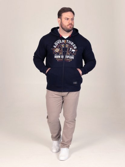 D555 Hector Adventurer Printed Zip Through Hoody Нейви - Суичъри & cуичъри с качулка - мъжки суичъри големи размери