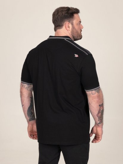 D555 Potts Jersey Polo With Jacquard Collar & Cuffs Черно - Поло тениски - мъжки тениски с яка големи размери