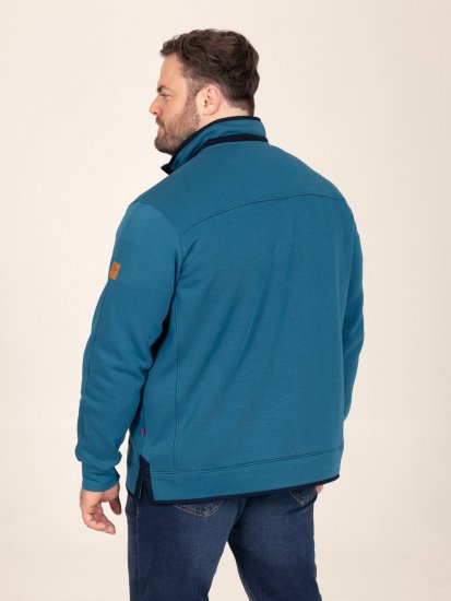 D555 Conway 1 1/4 Zip Neck Fleece Sweatshirt With Bear Logo Teal - Суичъри & cуичъри с качулка - мъжки суичъри големи размери