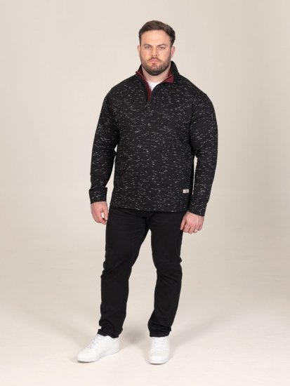 D555 Chandler Reno 1/4 Zip Neck Sweatshirt With Bear Logo Черно - Суичъри & cуичъри с качулка - мъжки суичъри големи размери
