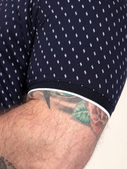 D555 Reid AOP Polo With Jacquard Collar, Pocket And Cuffs Нейви - Поло тениски - мъжки тениски с яка големи размери