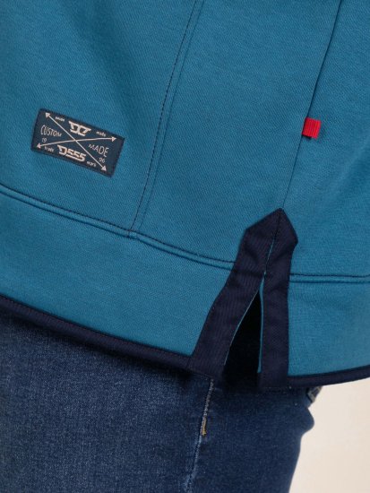 D555 Conway 1 1/4 Zip Neck Fleece Sweatshirt With Bear Logo Teal - Суичъри & cуичъри с качулка - мъжки суичъри големи размери