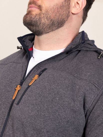 D555 Conrad Detachable Hood Bonded Fleece Zip Through Hoody TALL Нейви - TALL cуичъри - TALL суитшърти за високи мъже