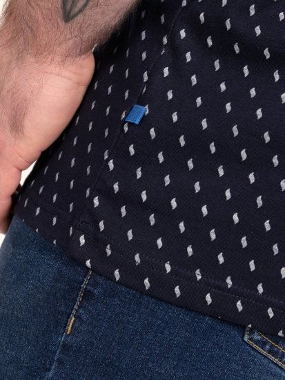 D555 Reid AOP Polo With Jacquard Collar, Pocket And Cuffs Нейви - Поло тениски - мъжки тениски с яка големи размери