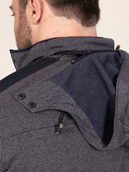 D555 Conrad Detachable Hood Bonded Fleece Zip Through Hoody Нейви - Суичъри & cуичъри с качулка - мъжки суичъри големи размери