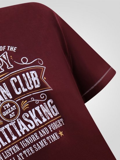 D555 Baldwin Grumpy Old Man Club Print Crew Neck T-shirt Burgundy/ Black Twist - Тениски - мъжки тениски големи размери