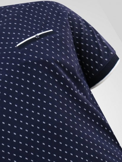D555 Reid AOP Polo With Jacquard Collar, Pocket And Cuffs Нейви - Поло тениски - мъжки тениски с яка големи размери