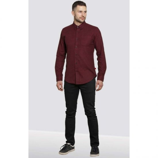 D555 Dawson Textured Shirt Dark Red - Ризи - мъжки ризи големи размери