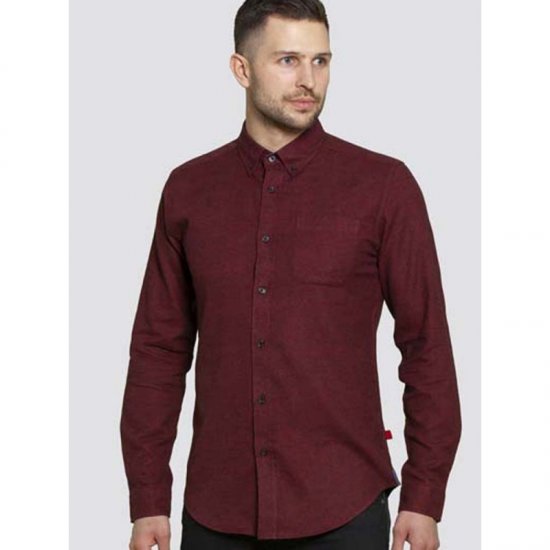 D555 Dawson Textured Shirt Dark Red - Ризи - мъжки ризи големи размери