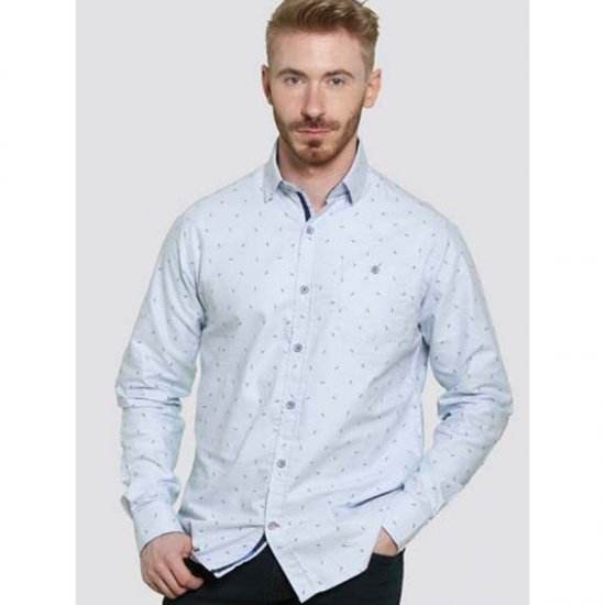 D555 Addington Printed Oxford Shirt Blue - Ризи - мъжки ризи големи размери