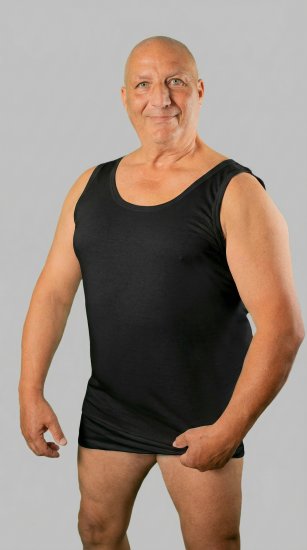 20 Nodi Crew Neck Tank Top in Combed Cotton Jersey Black - Бельо & Бански шорти - Мъжко бельо големи размери