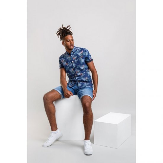 D555 Reuben Hawaii Shirt Navy - Ризи - мъжки ризи големи размери