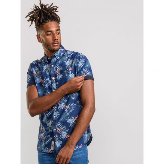 D555 Reuben Hawaii Shirt Navy - Ризи - мъжки ризи големи размери