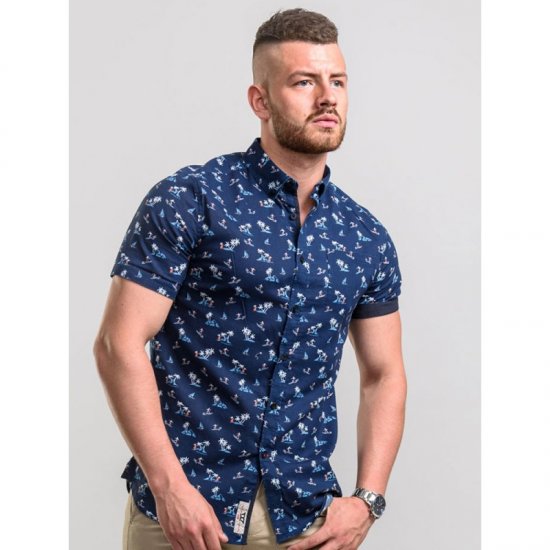D555 Davian Hawaii Shirt Navy - Ризи - мъжки ризи големи размери