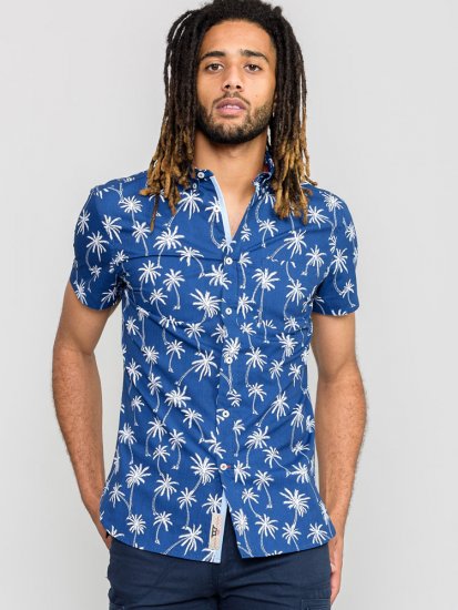 D555 BURLEY Palm Tree Print Shirt - Ризи - мъжки ризи големи размери
