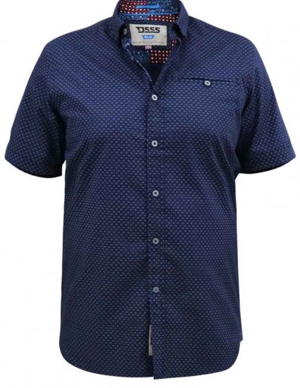 D555 Telford S/S Micro Ao Print Shirt Navy - Ризи - мъжки ризи големи размери