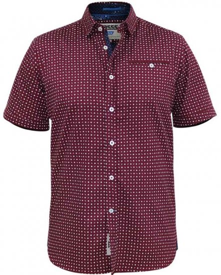 D555 Hillcrest S/S Micro Ao Print Shirt Burgundy - Ризи - мъжки ризи големи размери