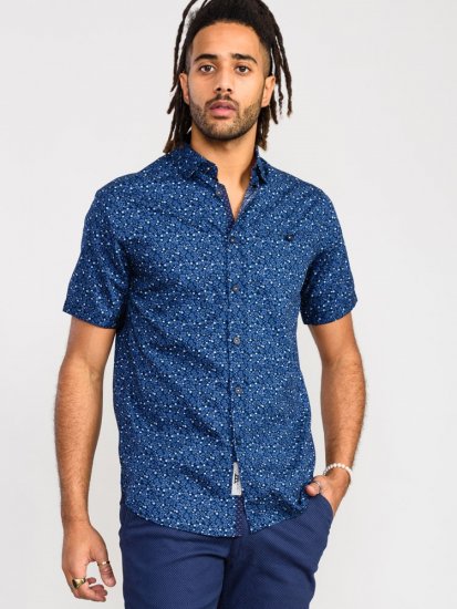 D555 Tristain S/S Floral Ao Print Shirt Navy - Ризи - мъжки ризи големи размери