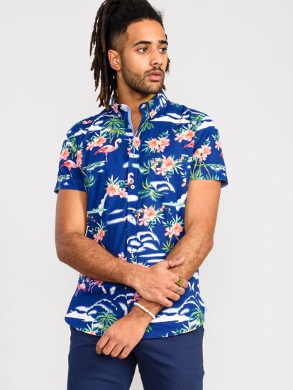 D555 Durham Flamingo Hawaiian Ao Print Shirt - Ризи - мъжки ризи големи размери